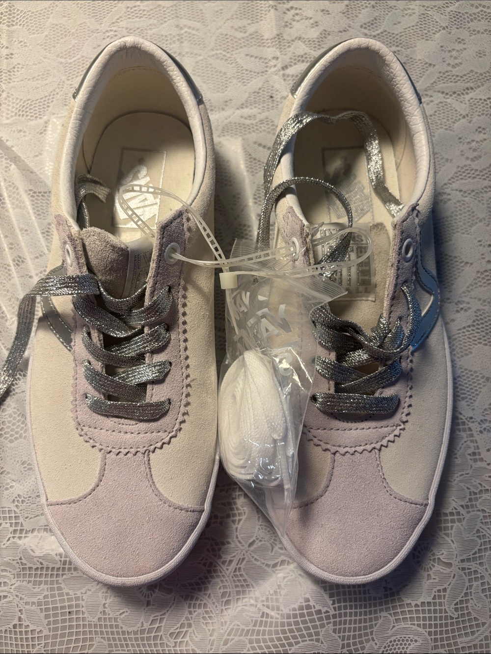 Vans Women's Lavender Suede Sneakers with Silver Accents
